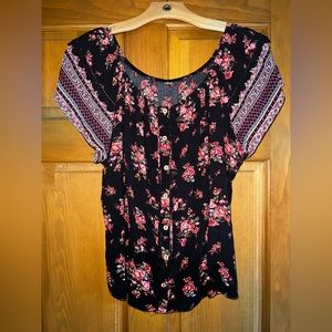 Black and Pink Floral Top